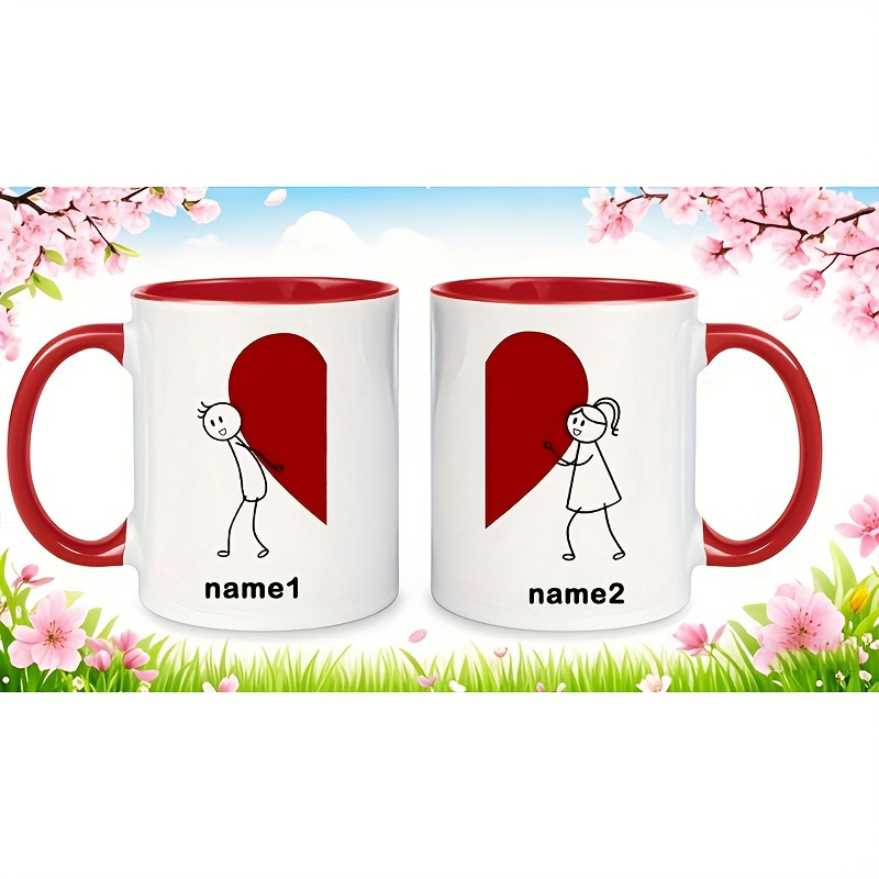 Coffee Tea Name - Customizable Name Heart-shaped Design Valentine's Day