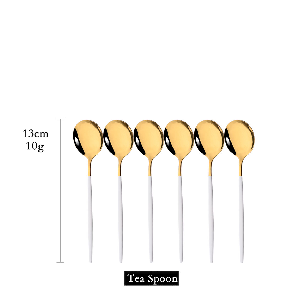 Coffee Tea And Sugar Set - 6Pcs Mirror White Gold Tea Spoon