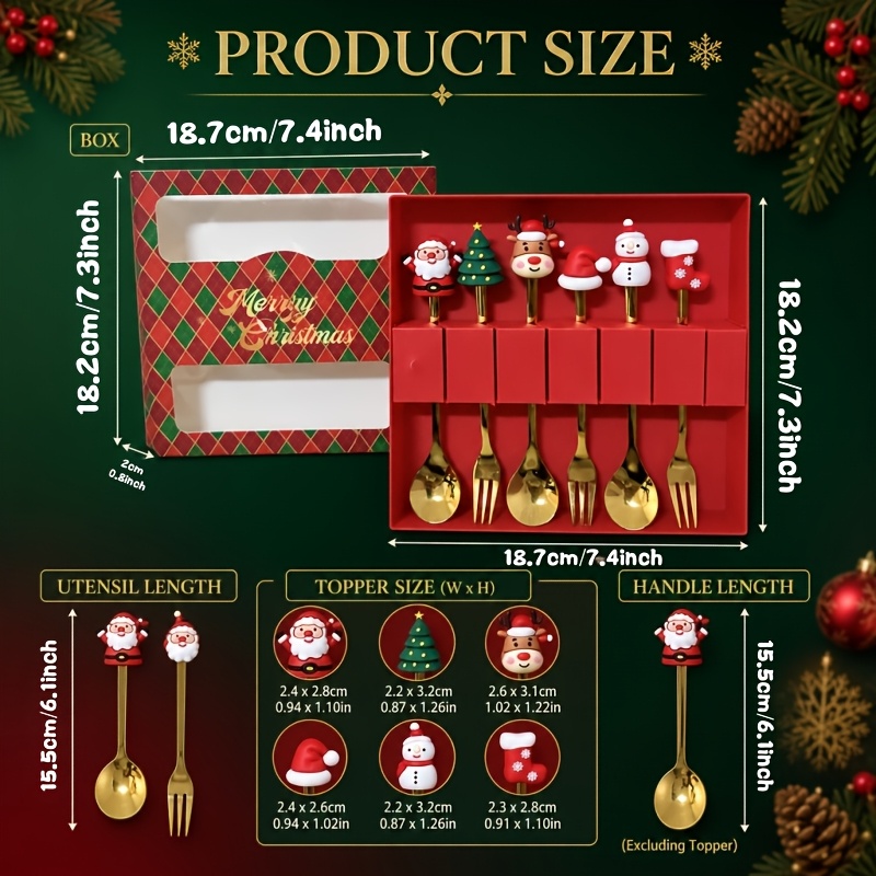 6Pcs Festive Christmas Spoon F - огляд і ціна Coffee Tea And Sugar Set