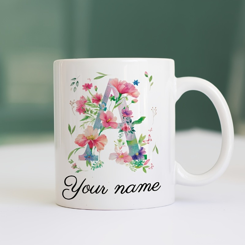 Custom Name/Text Floral Initia - огляд і ціна Coffee Tea Name