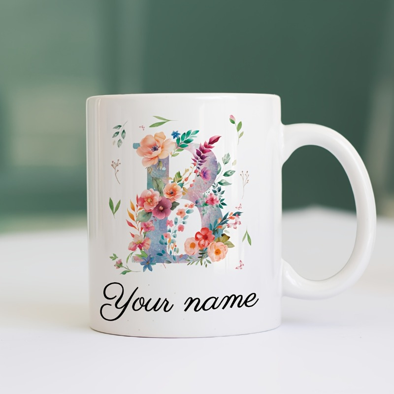 Custom Name/Text Floral Initia - огляд і ціна Coffee Tea Name