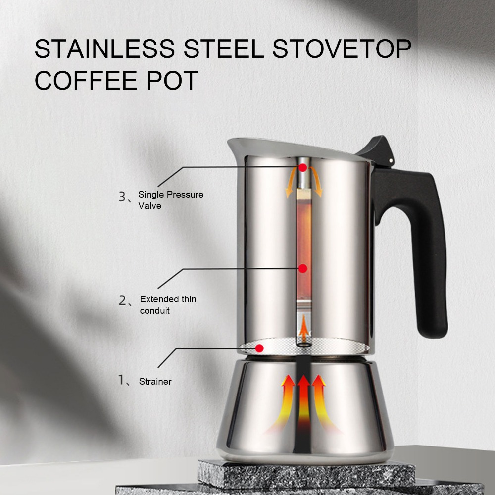 Stainless Steel Moka Pot Large - огляд і ціна Moka Pot Stove
